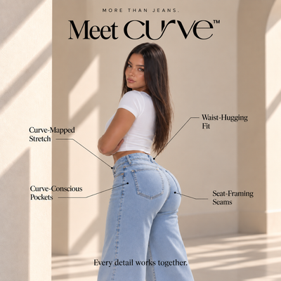 Meet The Curve Jean™ Designed to fit your waist and frame your natural curves